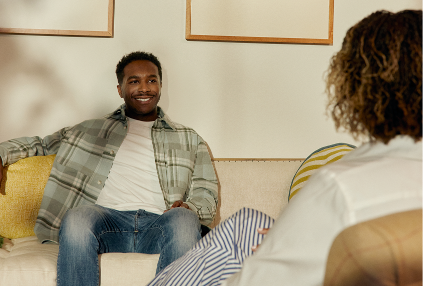 therapy session with client and therapist